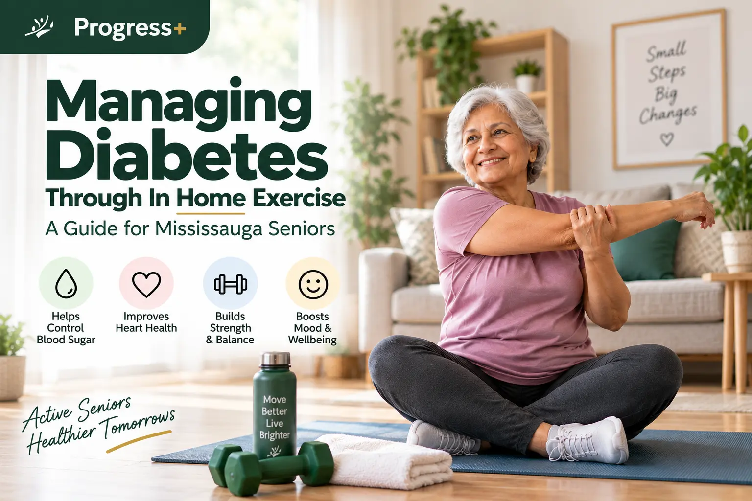 Registered Kinesiologist leading a diabetes friendly exercise session for a senior in Mississauga