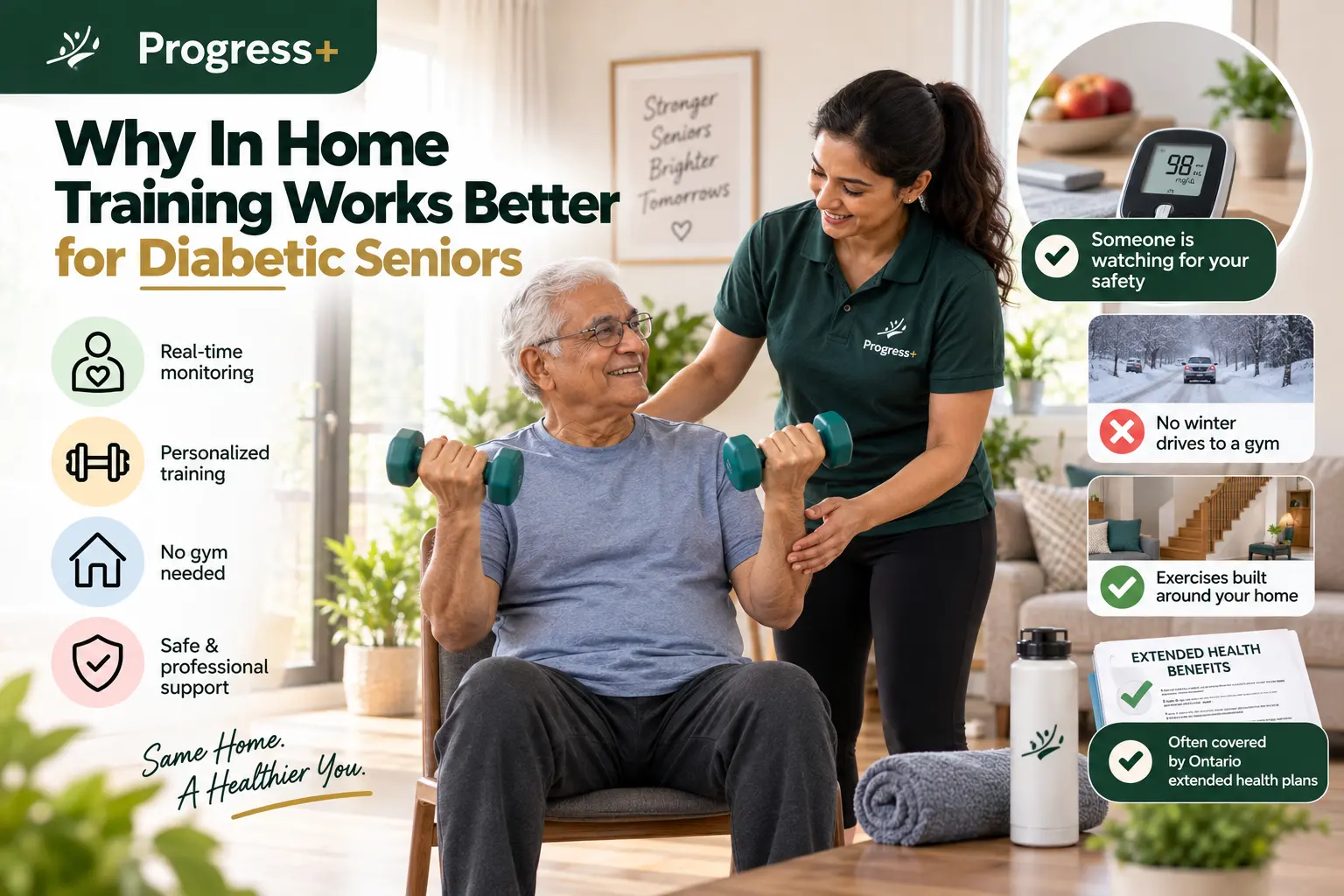 Why in-home training works better for diabetic seniors — real-time monitoring, personalized training, no gym needed, insurance eligible