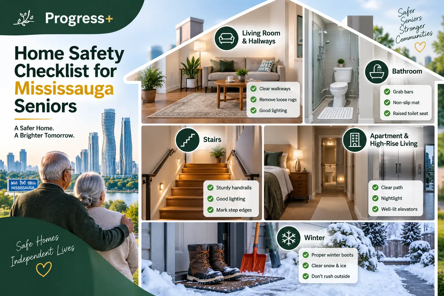 Home safety checklist for Mississauga seniors — living room, bathroom, stairs, apartment, winter
