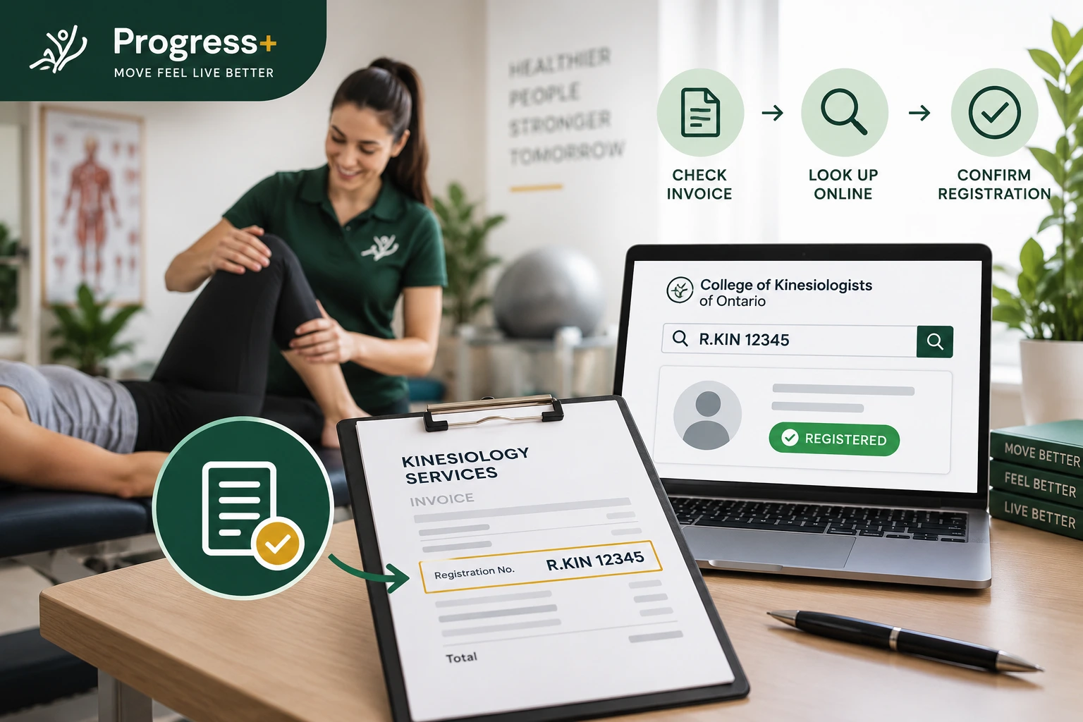 How to verify your kinesiologist is Registered — check invoice, look up online, confirm registration