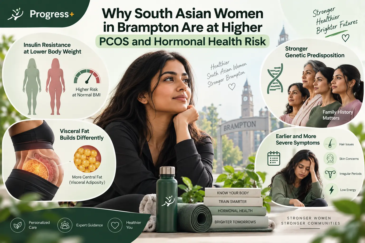 Why South Asian women in Brampton are at higher PCOS and hormonal health risk — insulin resistance at lower body weight, visceral fat, genetic predisposition, earlier and more severe symptoms