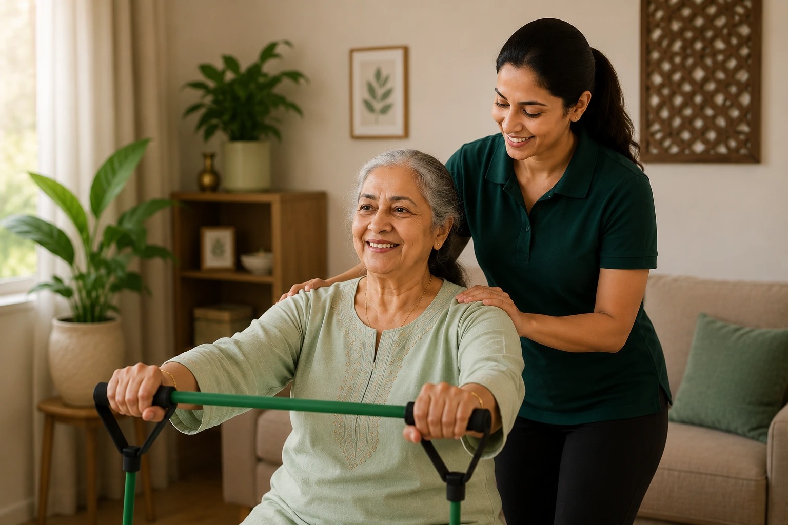 Registered Kinesiologist providing in-home personal training for a woman in Mississauga